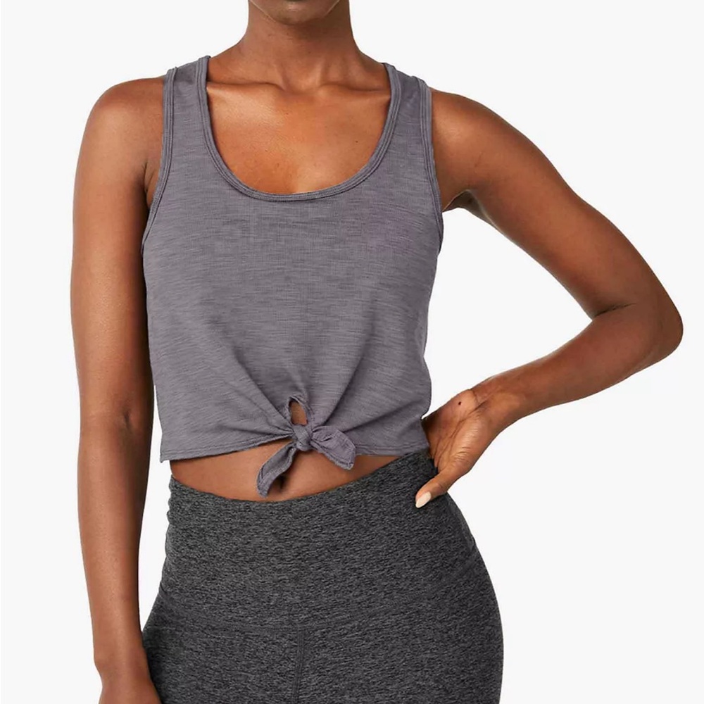 Beyond yoga tie front rubbed top